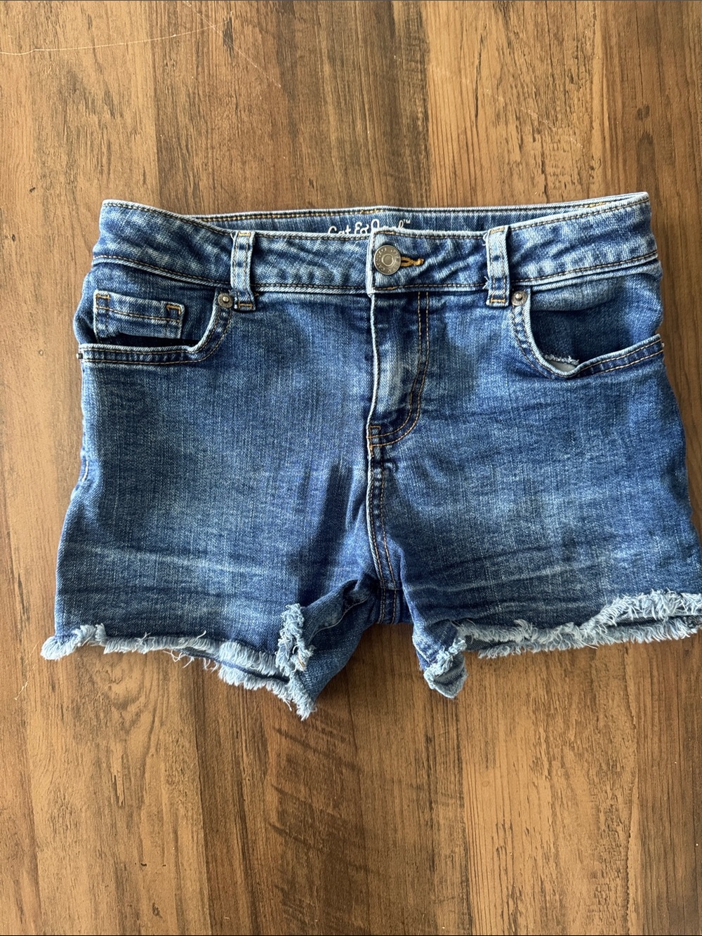 Cat & Jack Distressed Blue Denim Cutoff Shorts size 10/12